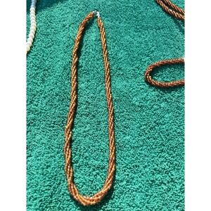 Beautiful Brown Glass Bead 4 Strand Necklace Sterling Clasp